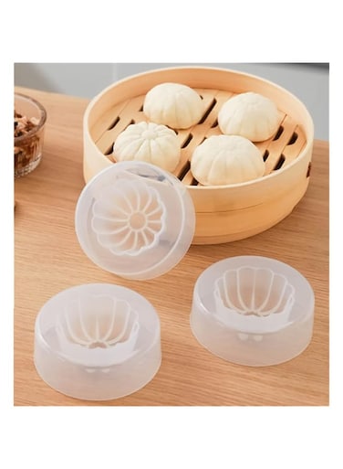 RIBJSHE 3.7 Inch Baozi Maker Steamer Dumpling Maker Mold Handmade Momo Maker Mold Baozi Buns Cooking Tools Kitchen Gadget Tool Baking Accessories (3 Pack)