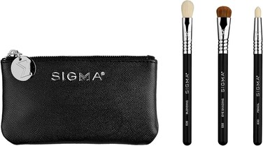 Sigma Beauty 3 Glam 'N Go Mini Eyebrushes Set - Travel Size Eyeshadow Makeup Brushes, Cruelty-Free &amp; Vegan, Soft Synthetic Fibers