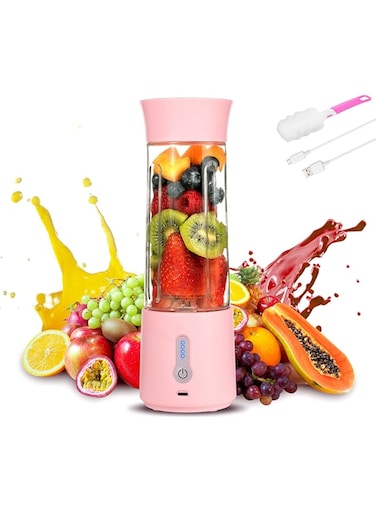 SYOSI Portable Blender, Shakes and Smoothies Blender Rechargeable Personal Blender 17oz Mini Blender with Strong Stainless Steel Blades, and Powerful Motor for Travel, Office &amp; Sports (Pink)
