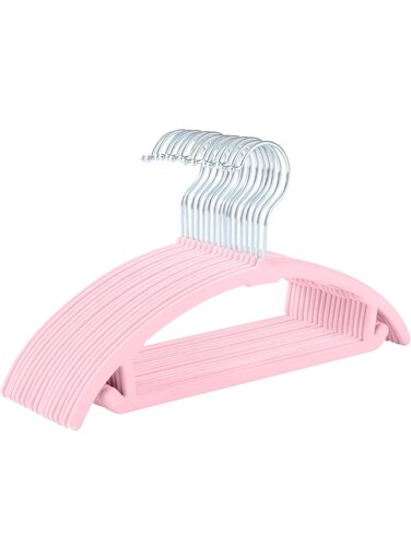 Velvet Baby Hangers 10-Pack,No Shoulder Bump Children&acirc;&euro;&tilde;s Hangers for Baby,Infant&amp;Toddler Clothes,Durable Space Saving Non Slip Hangers for Everyday Closet Use (10, Pink)