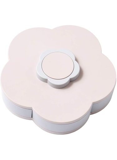 CMJLBM Flower Shape Rotating Lid Candy Box Creative Rotary Switch Storage Plate Home Snacks Partition Organizer Box Party Wedding Candy Tray Pink
