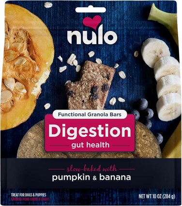 ألواح جرانولا وظيفية من نولو، مكافآت صحية للكلاب، مخبوزة في الفرن، مصنوعة من البريبايوتكس والبروبيوتيك، لا تحتوي على ملح مضاف أو سكر أو دبس، كيس 10 اونصة