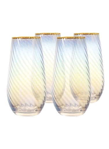 Danube Home Youthfulbite 4-Piece High Ball Glass Set 550ml Premium Glassware For Cocktails And Beverages Elegant Design For Parties Home Bar And Special Occasions