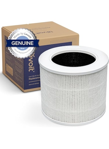 LEVOIT Core Mini Air Purifier Replacement Filter, 3-in-1, High-Efficiency Activated Carbon, Core Mini-RF, 1 Pack, White