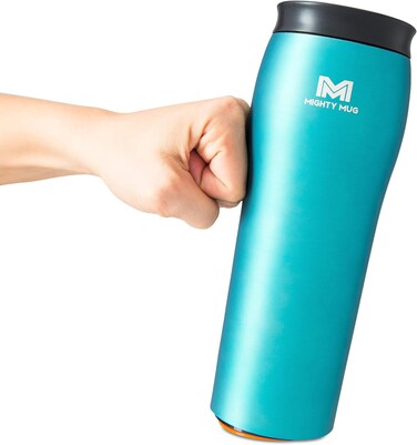 Mighty Mug,  The Untippable Mug, Grips When Hit, Lifts for Sips, Insulated Stainless Steel Tumbler, Cupholder Friendly, Gifts for Women Men All, Leakproof, 6 Hours Hot / 24 Cold, 16oz, Teal Matte