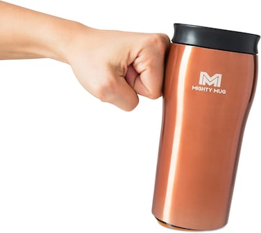 Mighty Mug, The Untippable Mug, Grips When Hit, Lifts for Sips, Insulated Stainless Steel Tumbler, Cupholder Friendly, Gifts for Women Men All, Leakproof, 6 Hours Hot / 24 Cold, 12oz, Copper