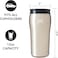 Mighty Mug, The Untippable Mug, Grips When Hit, Lifts for Sips, Insulated Stainless Steel Tumbler, Cupholder Friendly, Gifts for Women Men All, Leakproof, 6 Hours Hot / 24 Cold, 12oz, Metallic Beige