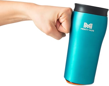 Mighty Mug,  The Untippable Mug, Grips When Hit, Lifts for Sips, Insulated Stainless Steel Tumbler, Cupholder Friendly, Gifts for Women Men All, Leakproof, 6 Hours Hot / 24 Cold, 12oz, Teal Matte
