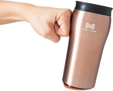 Mighty Mug,  The Untippable Mug, Grips When Hit, Lifts for Sips, Insulated Stainless Steel Tumbler,&nbsp;Cupholder Friendly Gifts for Women Men All, Leakproof, 6 Hours Hot / 24 Cold, 12oz, Rose Gold