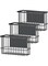 THE WHITE SHOP 3 Pcs Magnetic Refrigerator Organizer Magnetic Baskets Kitchen Magnetic Holder for Refrigerator Metal Shelf Rack Storage with 2 Types of Installation(Black)