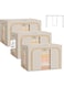 MostNow 3 Pack Large Capacity Clothes Storage Box with Window, with Steel Frame Portable Fabric Organizer for Blankets, Bedding, and Space Saving Storage in Closet, Bedroom, Home, Dorm (Beige)