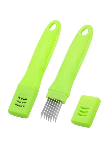 Spring Onion Slicer, Green Onion Knife with Lid and 7 Stainless Steel Blades, Stainless Steel Vegetable Onion Scallion Slicer, for Green Onion Cucumber Kiwi Potato, Multi-Functional Kitchen Gadgets