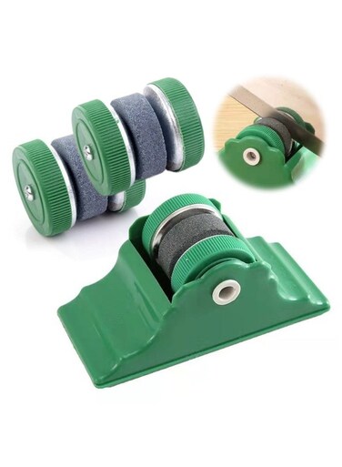 Rolling Knife Sharpener Set with Base Non Slip Fast Sharpening Tool 1 Roller Sharpener with 2 Replacement Grinding Wheels Adhesive Base Kitchen Knife Sharpening