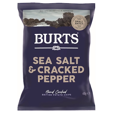 Burts Sea Salt and Cracked Pepper Flavoured Potato Chips, 40g