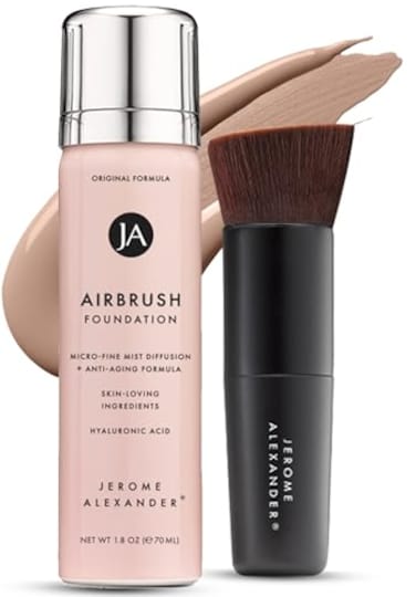 Jerome Alexander Magicminerals Airbrush Foundation - 2Pc Set With Airbrush Foundation And Kabuki Brush - Spray Makeup With Anti-Aging Ingredients For Smooth Radiant Skin (Medium)