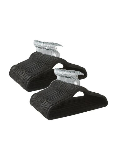 East 100 Pieces Non-Slip Ultra Slim Velvet Multifunctional Hanger Set In Neutral Colour Made In Sturdy Material For Closet Organization Black 44.5x23.5cm