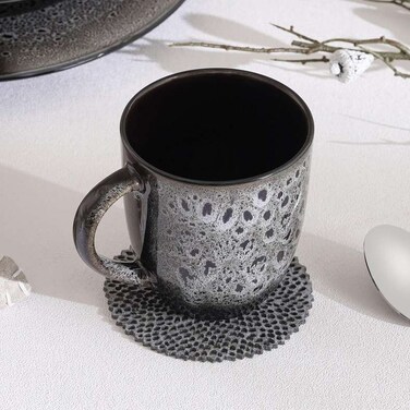 Home Orion Reactive Glaze Stoneware Mug - Black