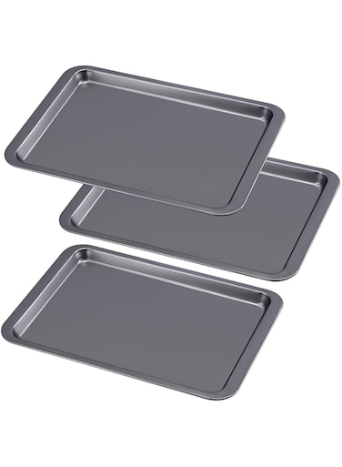 Reallnaive 3 Pcs 9 x 13 Inch Baking Pans Carbon Steel Baking Sheet Pans Nonstick Cookie Baking Sheet Warp Resistant Tray, Dishwasher and Oven Safe for Even Roasting
