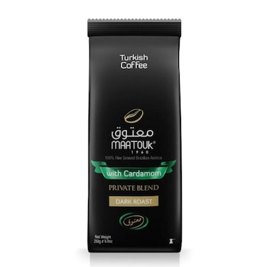 Maatouk Private Blend Dark Roast Turkish Coffee with Cardamom, 250g