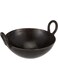Iron Kadai Cooking Pot with Double Handle, 20.5 Cm, Black, IK0008, Jalebi Kadai, Stir Fry Pan, Wok Black 20.5cm