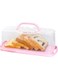 N / N Plastic Rectangular Bread Box with Portable Handle, Loaf Cake Storage Container Box for Storing Banana Bread,Pumpkin Bread (Pink)