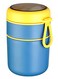 Double Soup Bowl Insulated Lunch Container Thermos Steel Food Jar with Spoon Stainless Steel 2 Compartment Leak Proof Airtight Lunch Container for Hot and Cold Food 710ml (Blue)