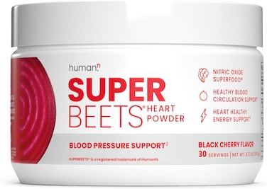HumanN SuperBeets - Beet Root Powder - Nitric Oxide Boost for Blood Pressure, Circulation &amp; Heart Health Support - Non-GMO Superfood Supplement - Natural Black Cherry Flavor, 30 Servings