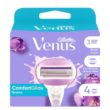 Gillette Venus Comfortglide Breeze WoMen's Razor Blade Refills Pink 4 PCS