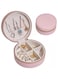 Small Travel Luxury Jewelry Organizer Case Box Premium PU Leather Exterior and Soft Touch Velvet Interior Storage Purse for Rings Earrings Necklaces Gift Women Gilrs Kids (Pink)