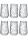 400ml Clear Glass Tumblers with Spiral Texture, Tall Design for Beverages, Durable Drinkware Set