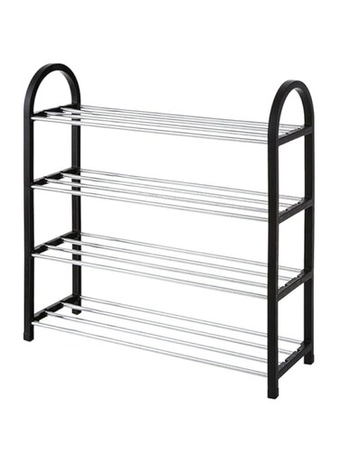 Dubai Gallery 4-Tier Shoe Rack Storage Organizer Black/Silver 58Centimeter