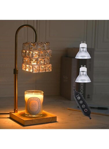 Tazweeq Candle Warmer Lamp, 4-Gear Dimmer and Height Adjustable Electric Candle Warmer with 2 Light Bulbs, Compatible with Small &amp; Large Jar, Home Fragrance Warmer, Decorative Candle Heater