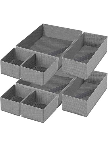 KASTWAVE Clothes Drawer Organizer, Foldable Drawer Organizer for Clothing, Underwear Drawer Organizer, Closet Organizer and Storage Box for Clothes, Underwear, Bras, Ties, Socks (8 Pack)