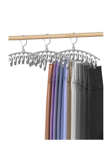 3 Pack Legging Organizer for Closet, Metal Yoga Pants Hangers w/10 Clips Holds 30 Leggings, Space Saving Hanging Closet Organizer w/Rubber Coated Closet Organizers and Storage