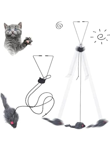 Syansju 2 Pack Hanging Door Bouncing Mouse Cat Toy