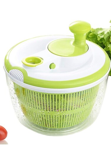 Large Salad Spinner 5QT &acirc;&euro;&ldquo; BPA-Free Manual Lettuce Dryer &amp; Vegetable Washer with Quick Dry Design, Easy Spin for Tastier Salads, Green