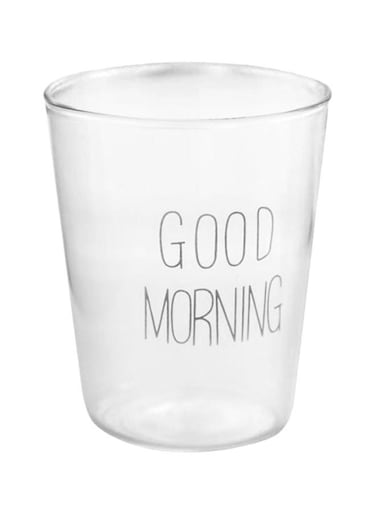 Good Morning Printed Glass Clear/Black 400ml