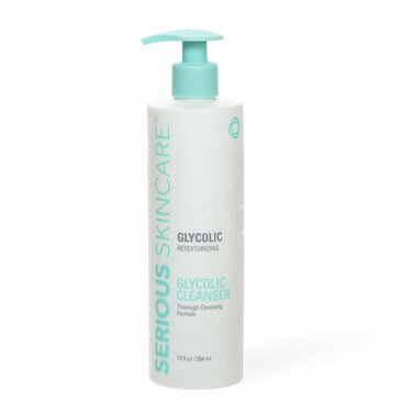 Serious Skincare Glycolic Cleanser 12 oz. - Glycolic Acid Skin Retexturizing Facial Wash - Aloe Leaf Juice &acirc;&euro;&ldquo; Normal, Oily, Combination Skin - Creamy Deep Pore Cleansing Formula