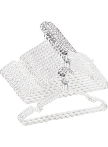 SLEEPHEAD&reg; 100-Pack Non-Slip Stainless Steel Hangers, Metal Hangers， Extra Thick Wire Hangers with Non Slip White Rubber Coating Heavy Duty Pant Skirt Suit Hangers for Coat (100Pack，White)