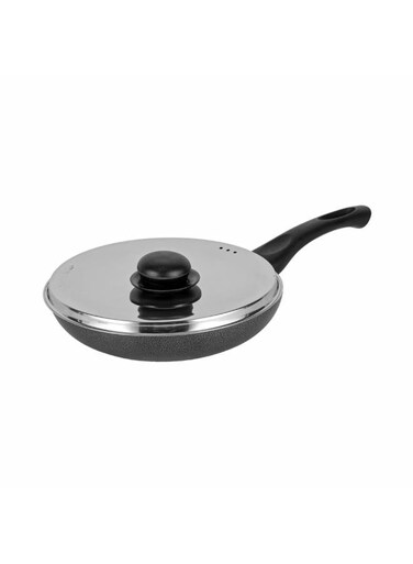 20 cm Aluminum Nonstick Frypan with Stainless Steel Lid / Strong Body with 3 Layer Coating and Heat Resistant Bakelite Handle / Not Compatible with Induction Stovetops / Perfect for Frying, Sauting, Tempering / Black Assorted 20 cmcm