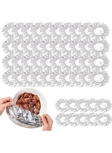 Foil Sheets for Food - 50 Piece Reusable Oil Resistant Film,Aluminium Foil Film Insulation Covers - for Fruit Kitchen Bowls Pots Containers Fresh Keeping