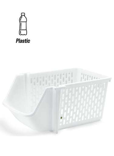 Cabinet Organizer- RF11296 PP Plastic Multi-Purpose Rectangular Organizer Break-Resistant, Light-Weight WHITE