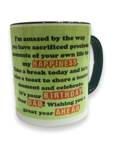 Impress Ceramic Coffee Mug with Happy Birthday Wishes to Dad