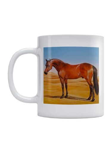 Horse Printed Mug White/Brown/Blue