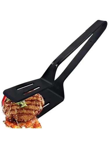 Silicone Kitchen Cooking Tongs, Premium Stainless Steel Silicone Barbecue Clamp, Multipurpose BBQ Clamp Spatula for Gripper Bread Clip, Fried Steak Clamp, Flipping Fish, Toast Salad Tongs