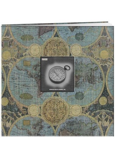 Pioneer Photo Albums 12 Inch By 12 Inch Postbound Frame Front Memory Book, Globes Design (Mb10Mapg)