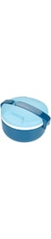 Vague Plastic Two Layer Round Lunch Box, 1.5 Liter Capacity, Blue/Green/Peach