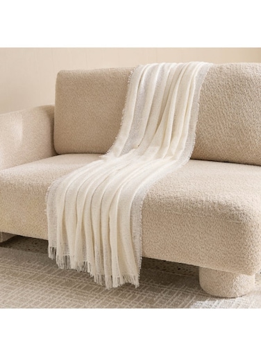 Box Solid Throw Blanket - Cream - 130x170 cm