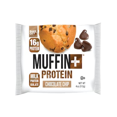 Bake City Muffin+ Protein Chocolate Chip 95 g &ndash; High-Protein Muffin, 16 g Protein, Individually Wrapped, Rich Chocolate Chip Flavor &ndash; On-the-Go Healthy Snack