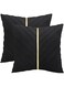 Black Velvet Throw Pillow Covers 18x18 inch Pack of 2 with Gold Leather Decorative Couch Pillow Cover Luxury Modern Pillowcases for Wedding Living Room Bedroom Sofa Cushion Bed